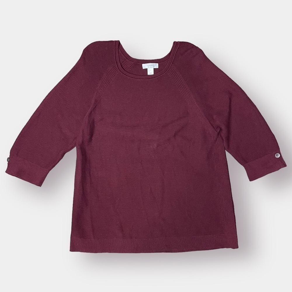 CJ Banks Maroon Sweater 3/4 Sleeves Size 1X